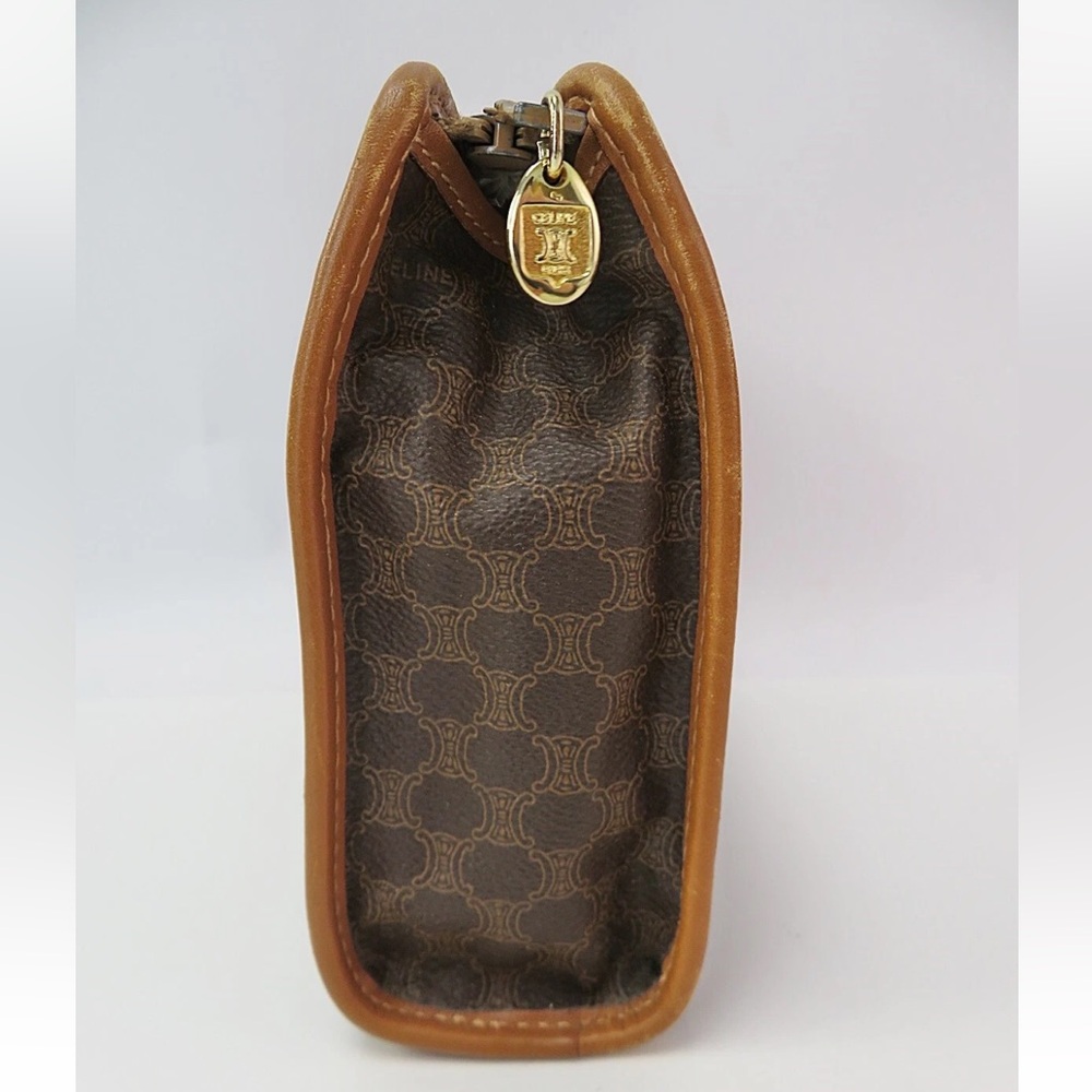 Celine Brown Patterned Toiletry Bag with Tan Accents - Picture 3 of 11